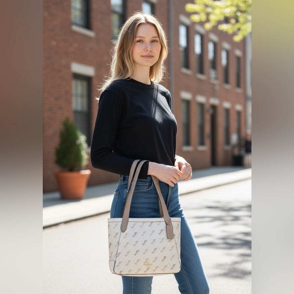 Coach Tote With Horse And Carriage Dot Print Style ✨ - Picture 2 of 10
